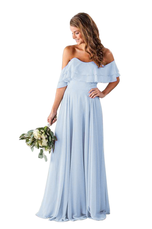 Ruffle Off-the-Shoulder Bridesmaid Dress