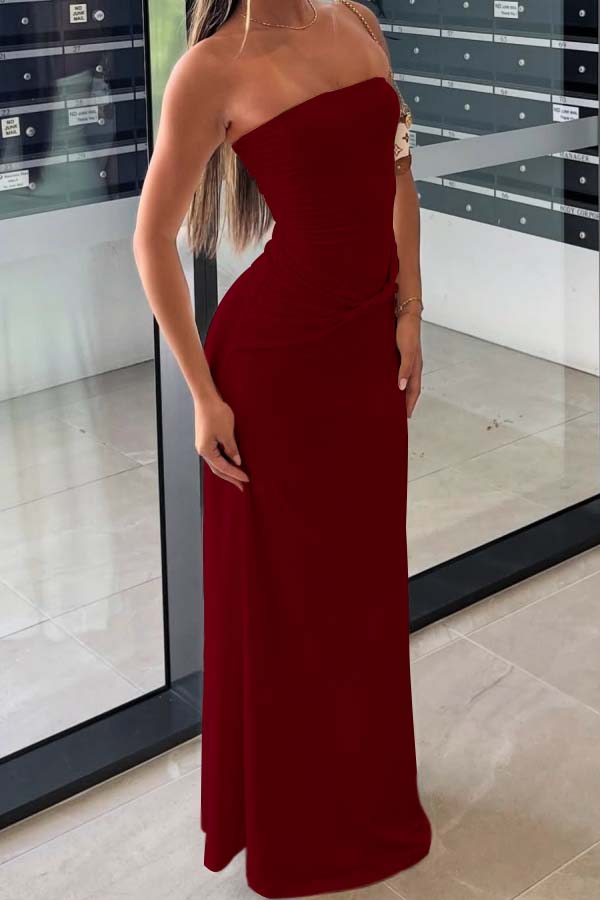 Chic Strapless Sleeveless Long Mermaid Formal Dress With Pleated