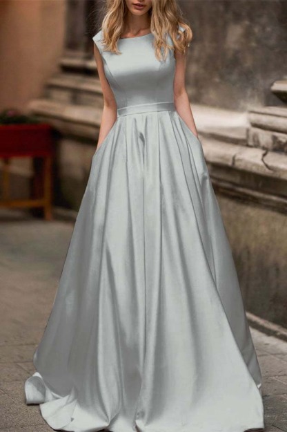 Cap Sleeves Wedding Dress with Pockets