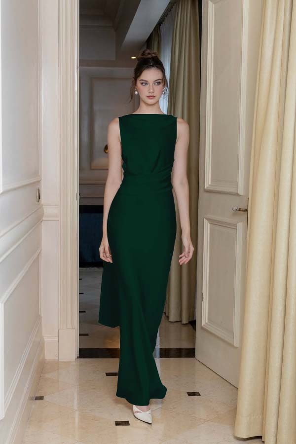 婢跺秴鍩桹ne Shoulder Long Sleeve Long High Split Formal Dress With Beading