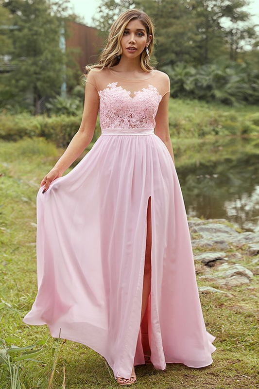 Cap Sleeve Bridesmaid Dress with Split