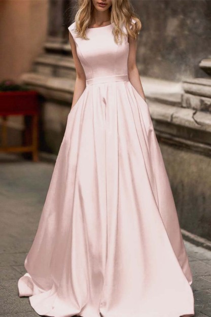 Cap Sleeves Wedding Dress with Pockets