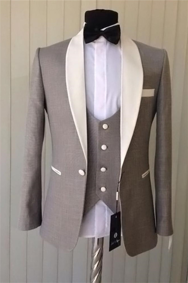 Elegant Brown Shawl Lapel One Button Wedding Tuxedo with Three-Piece