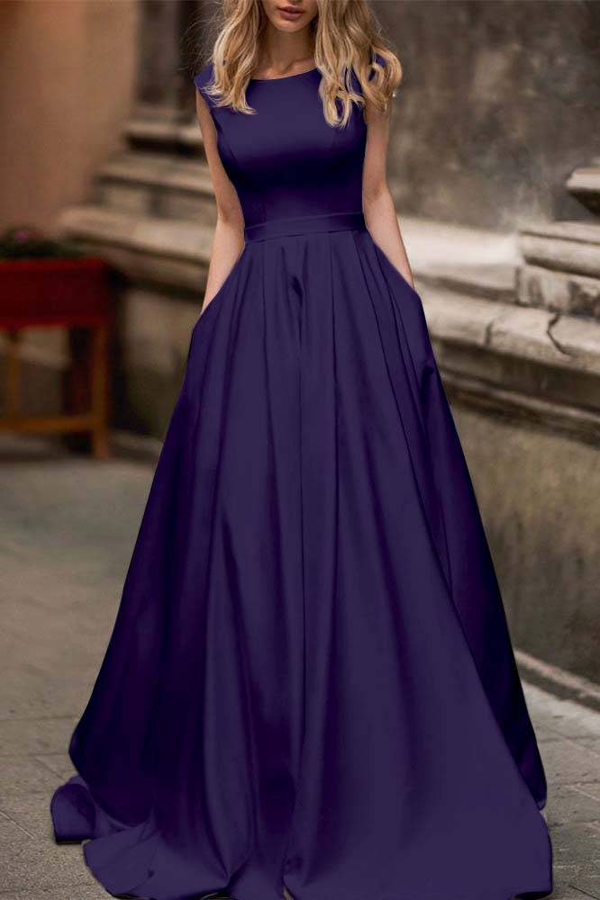 Cap Sleeves Wedding Dress with Pockets