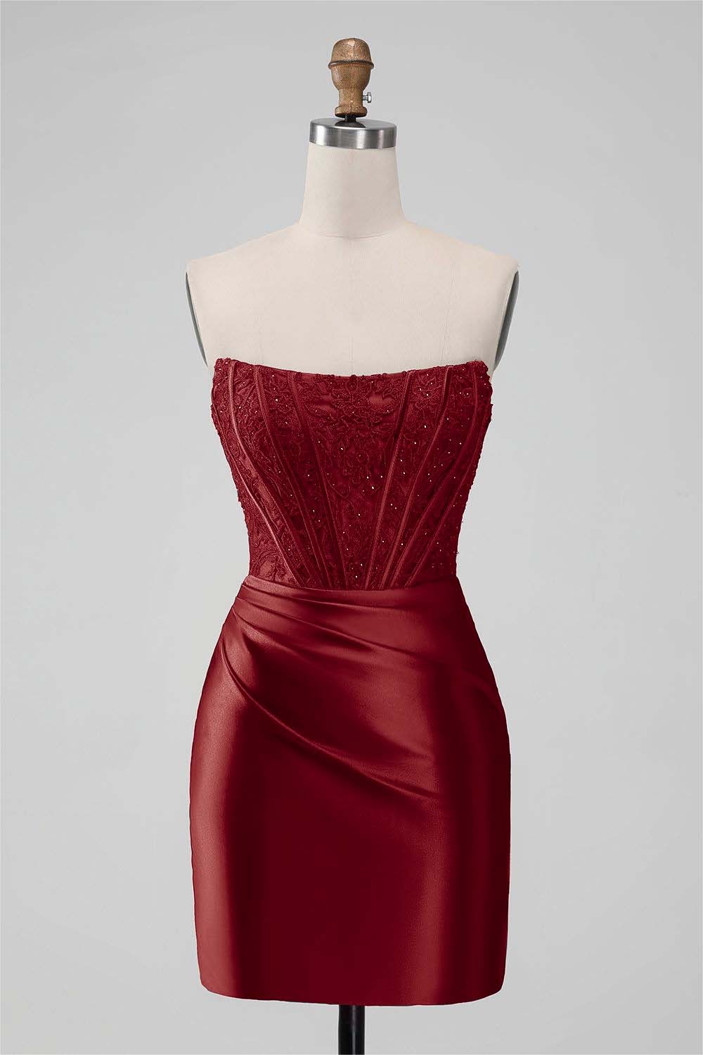 Charming Red Embroidery Strapless Short Mini cocktail Dress