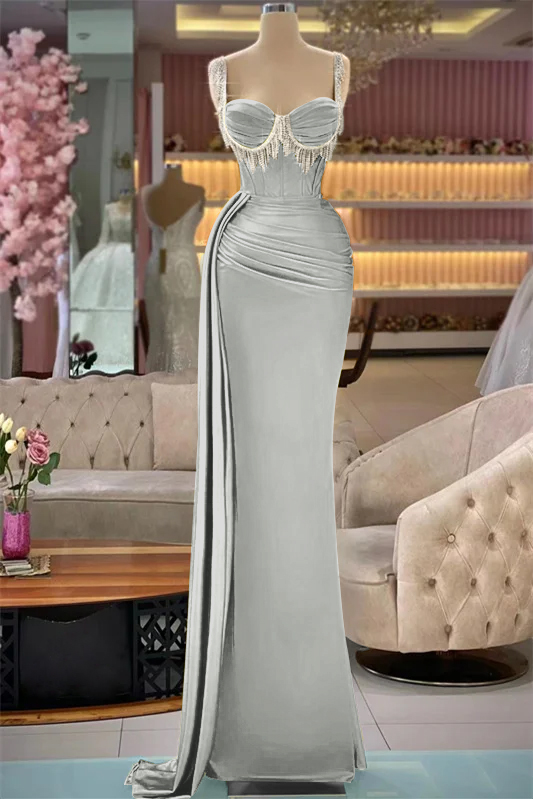 Gorgeous Straps Sleeveless Long Mermaid Evening Dress With Tassels