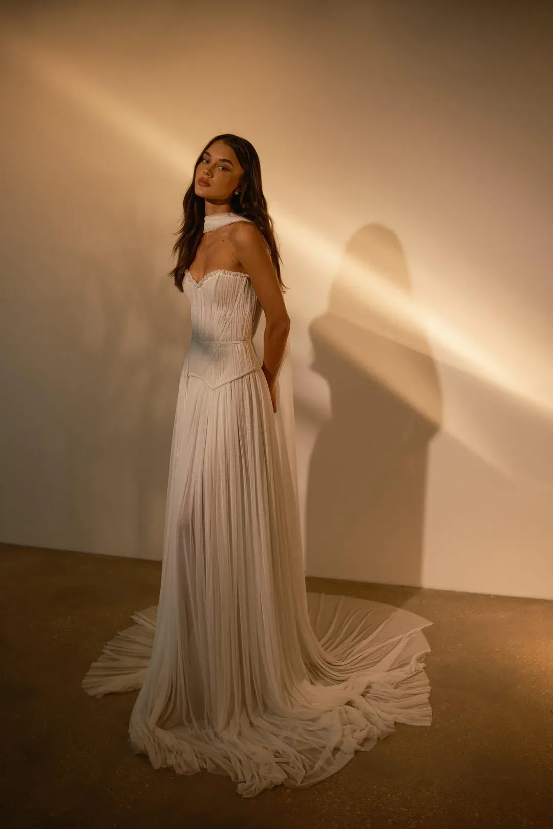 Chiffon Strapless Sleeveless Long Formal Dress With Belt Ruffles