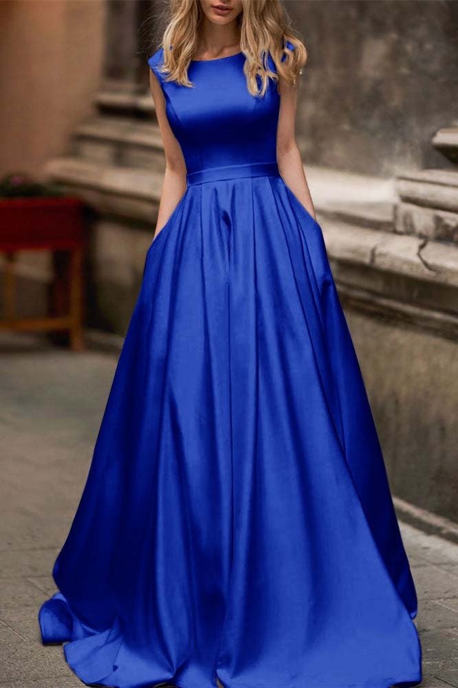 Cap Sleeves Wedding Dress with Pockets