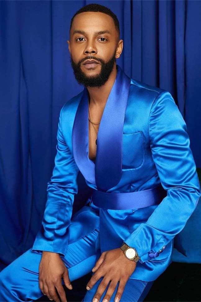 Popular Blue Shawl Lapel Groom and Groomsmen Suits