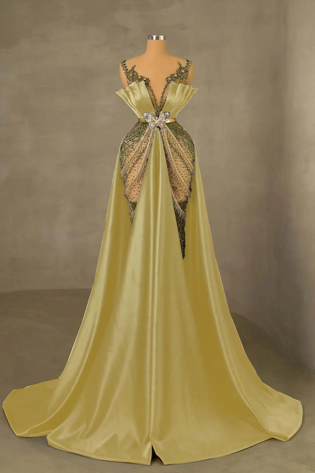 Heavy Emerald Green Straps Mermaid Formal Dress With Sleeveless Long