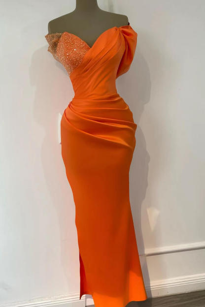 Mermaid Orange Sequins Evening Dress With Off-The-Shoulder Sweetheart