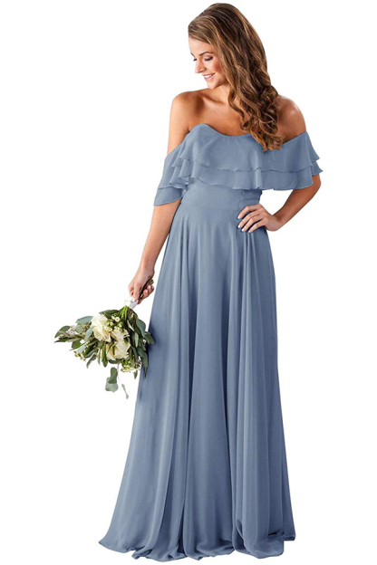 Ruffle Off-the-Shoulder Bridesmaid Dress