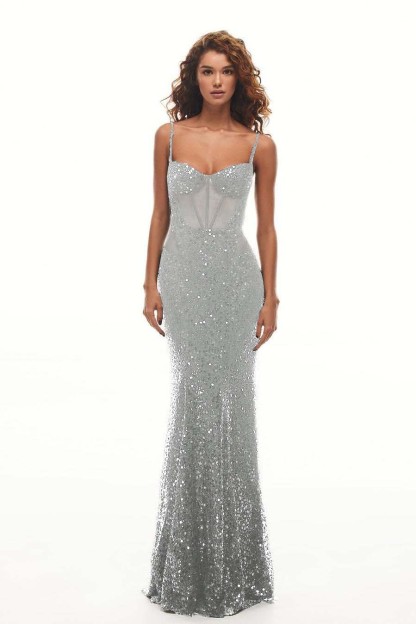 Spaghetti Strap Sweetheart Mermaid Long Formal Dress With Sequins