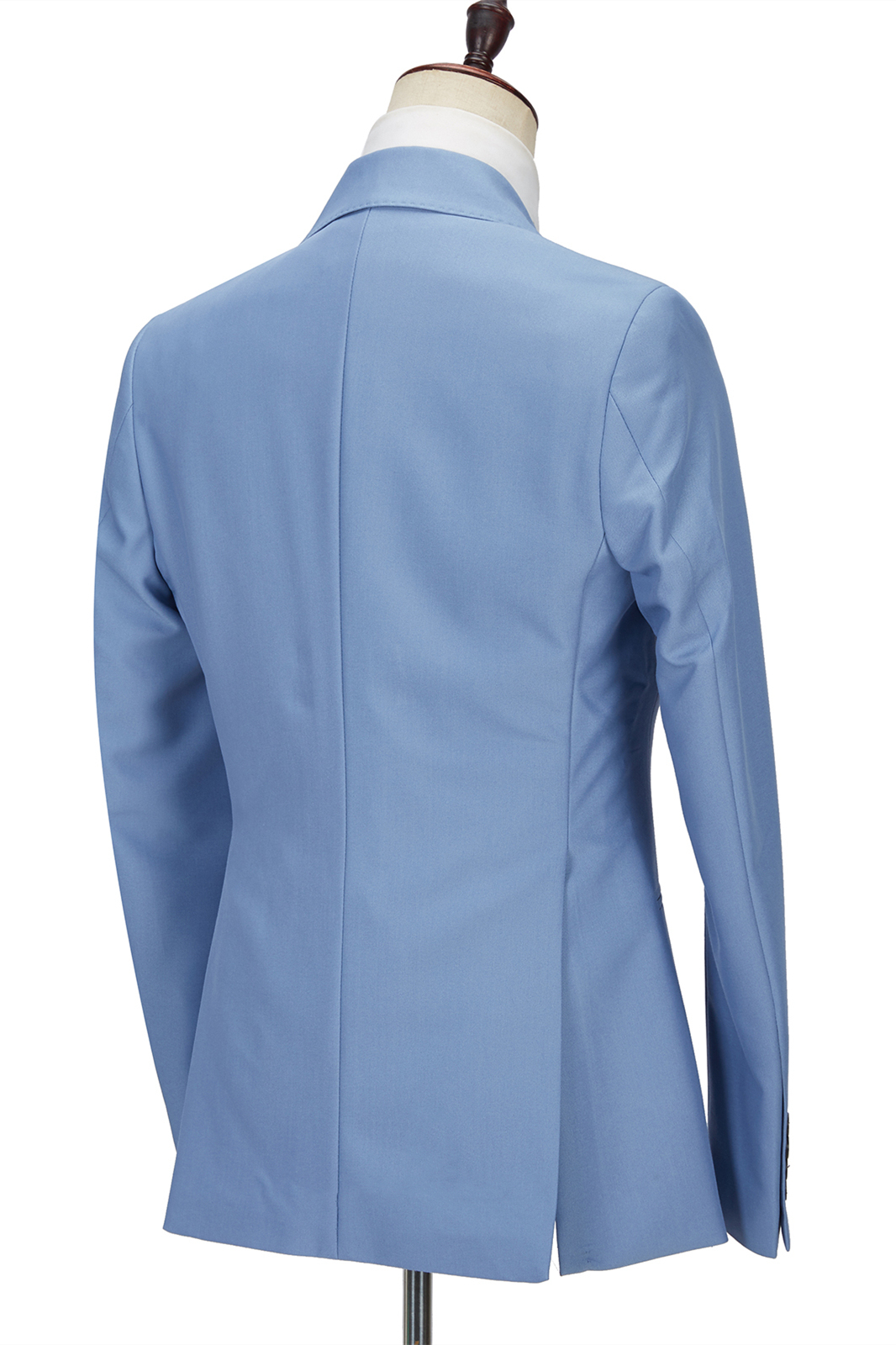 Gentle Blue Peak Lapel Men's Suit Three-Piece Men's Formal Suit without Flap
