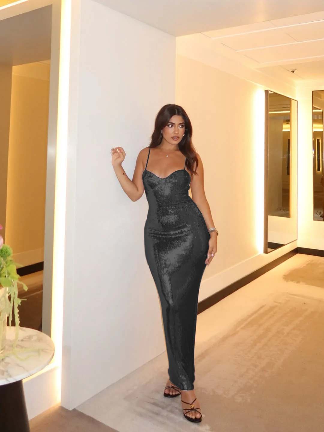 Spaghetti Strap Sleeveless Long Mermaid Formal Dress With Pleated