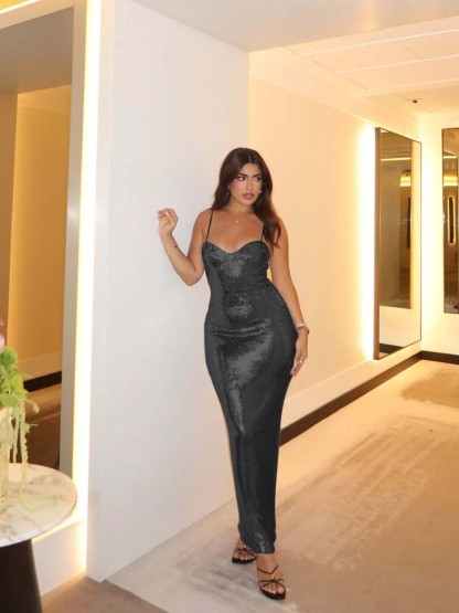 Spaghetti Strap Sleeveless Long Mermaid Formal Dress With Pleated