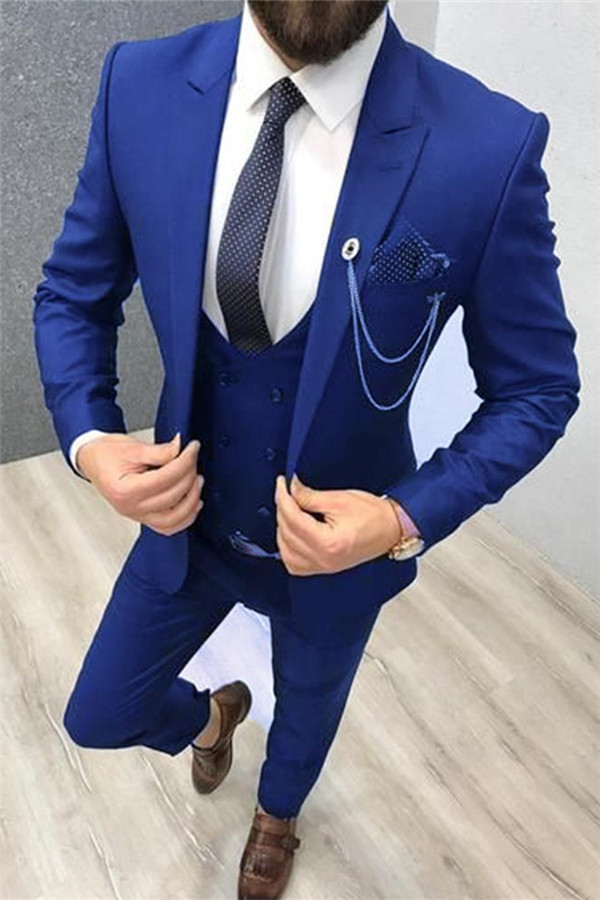 Fashion Royal Blue Tuxedo Suit for Groom with Three Pieces