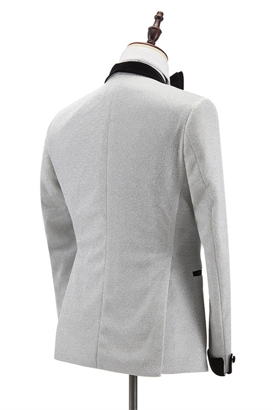 Popular Double-Breasted Black Shawl Lapel Wedding Tuxedo