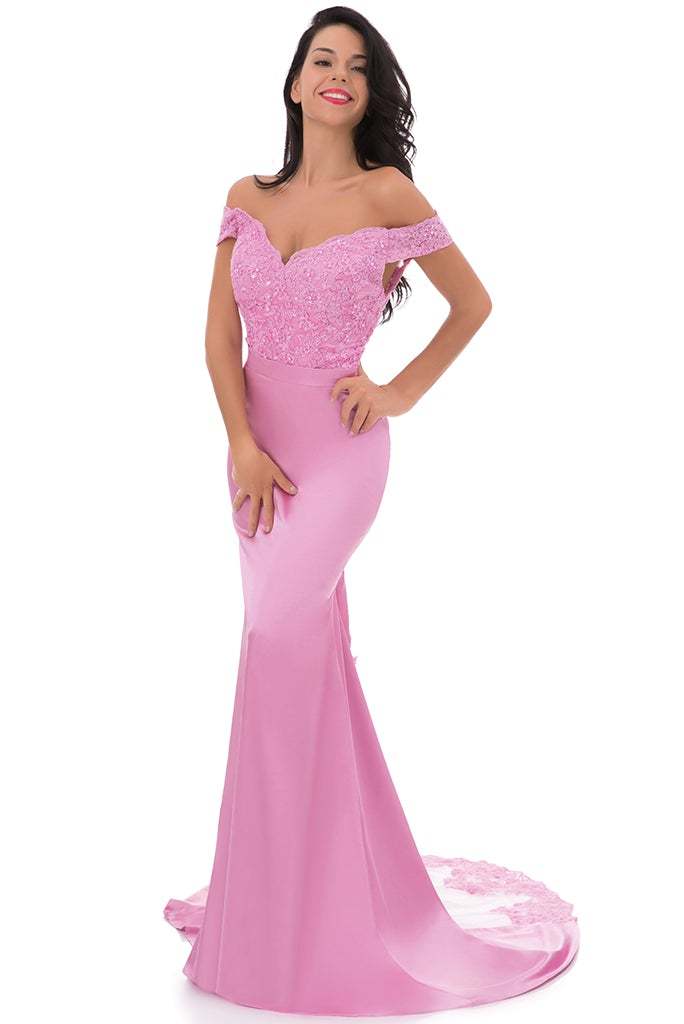 Mermaid Off-the-Shoulder Bridesmaid Dress with Appliques