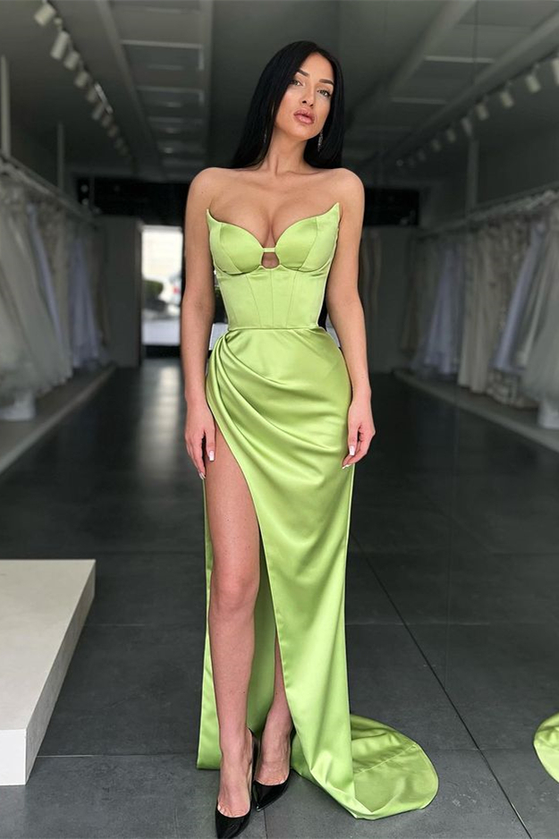 Light Green Mermaid Sweetheart Evening Dress With Split