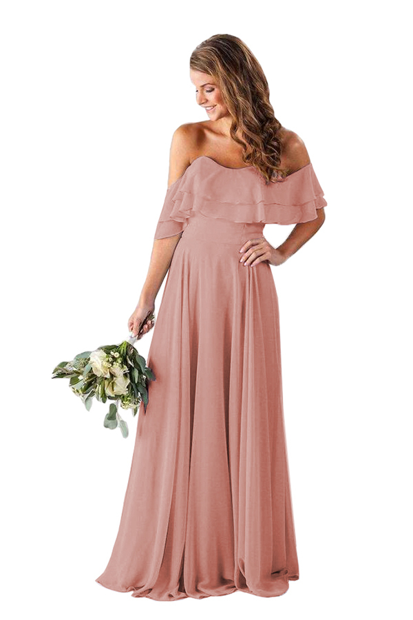 Ruffle Off-the-Shoulder Bridesmaid Dress
