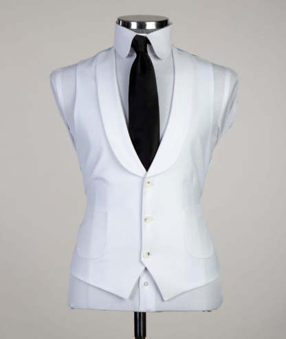 Newest White Peaked Lapel Three-Piece Men's Suit for Business