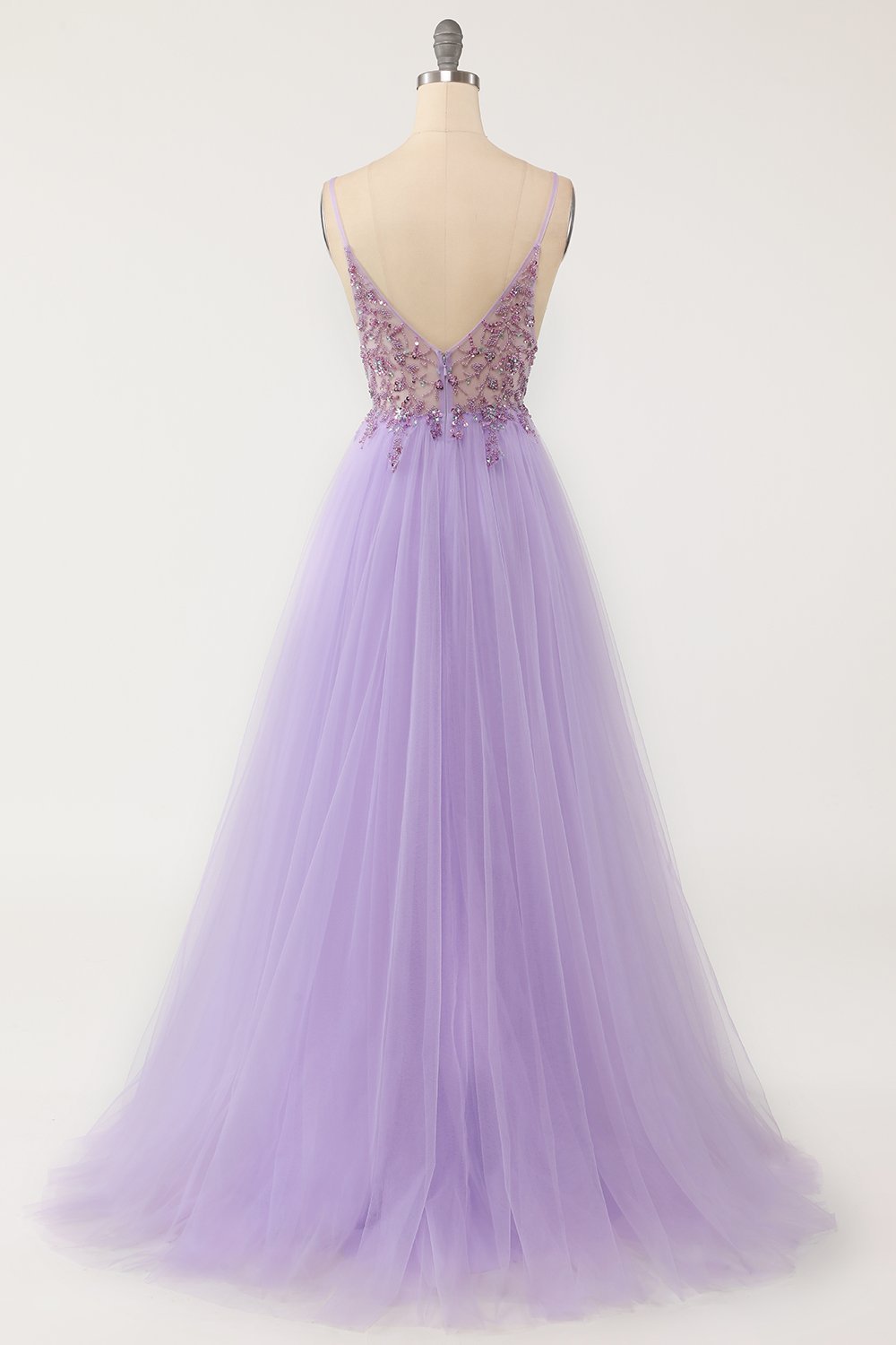 Prom Dress in Light Blue with Beaded Tulle