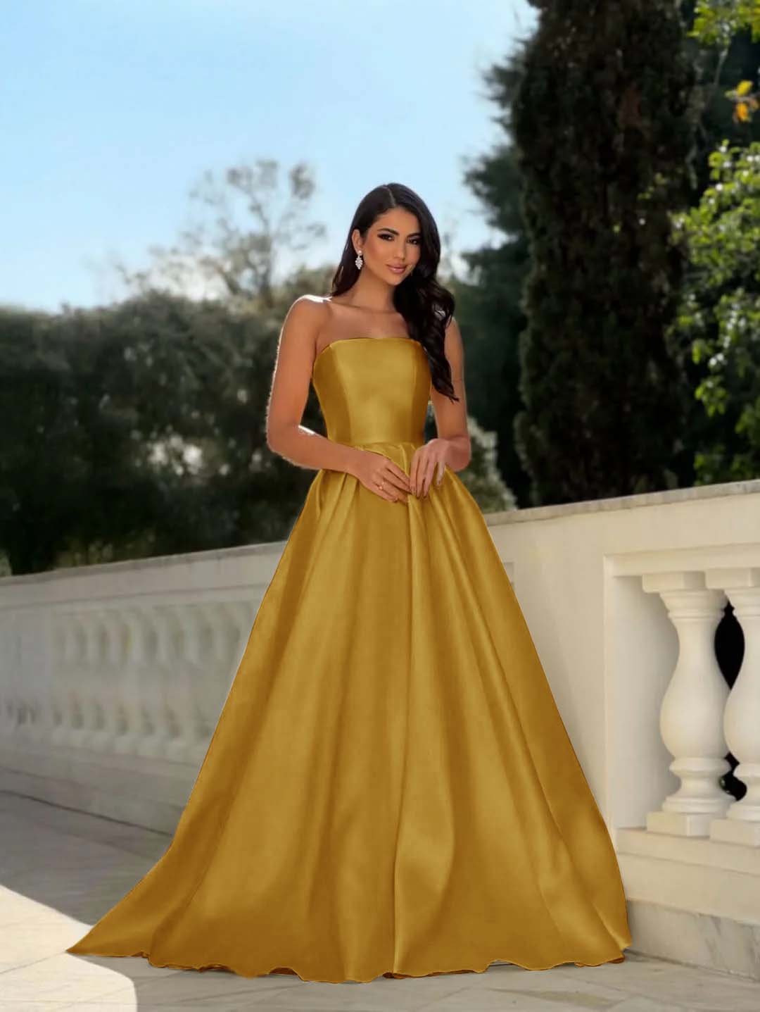 Chic Strapless Sleeveless Long A Line Formal Dress With Pleated