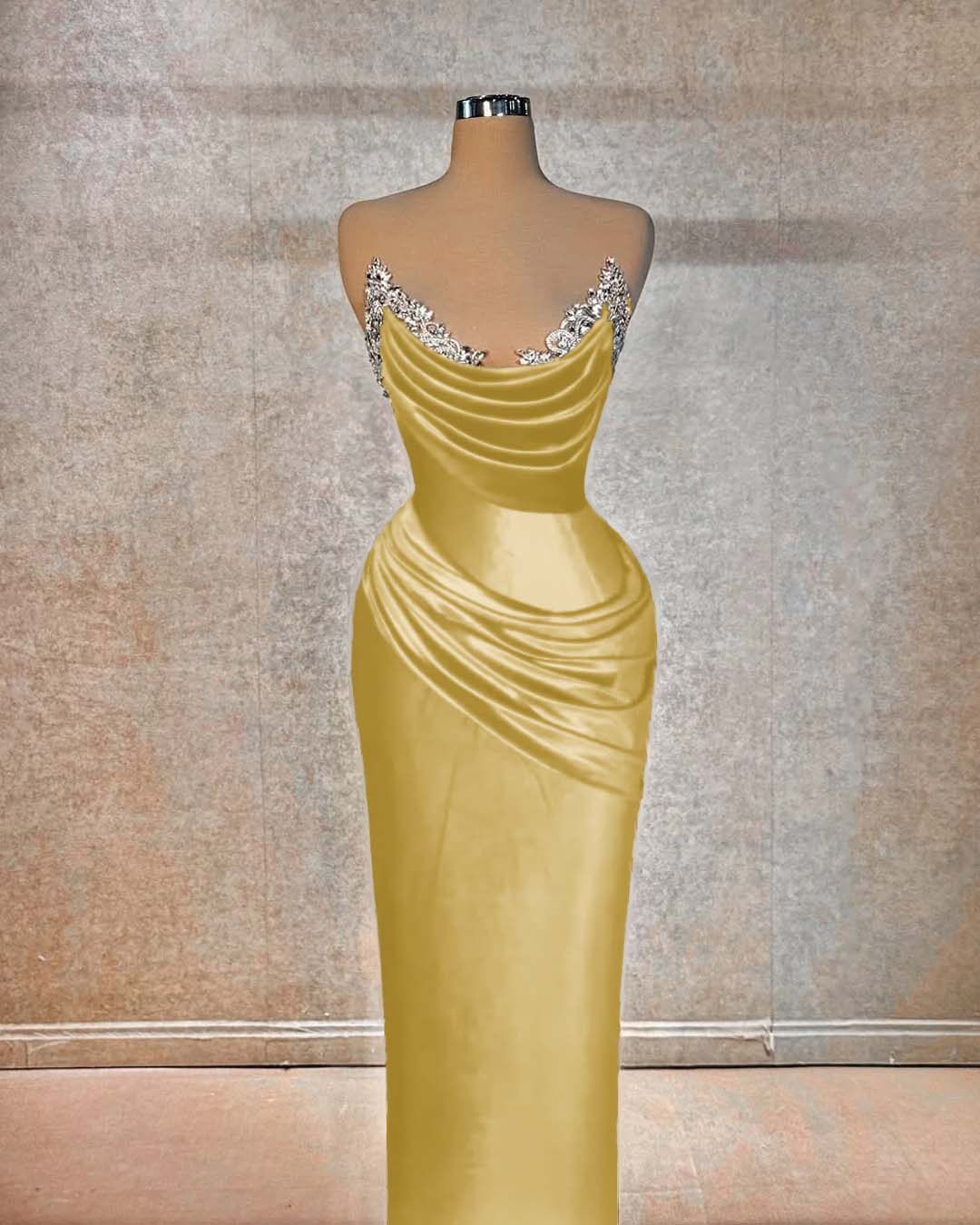 Chic Strapless Sleeveless Long Formal Dress With Beading Pleated