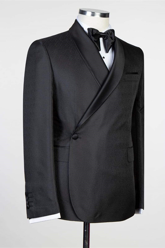 Fashion Simple Black Shawl Lapel Men's Suits for Wedding