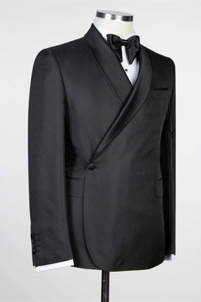 Fashion Simple Black Shawl Lapel Men's Suits for Wedding