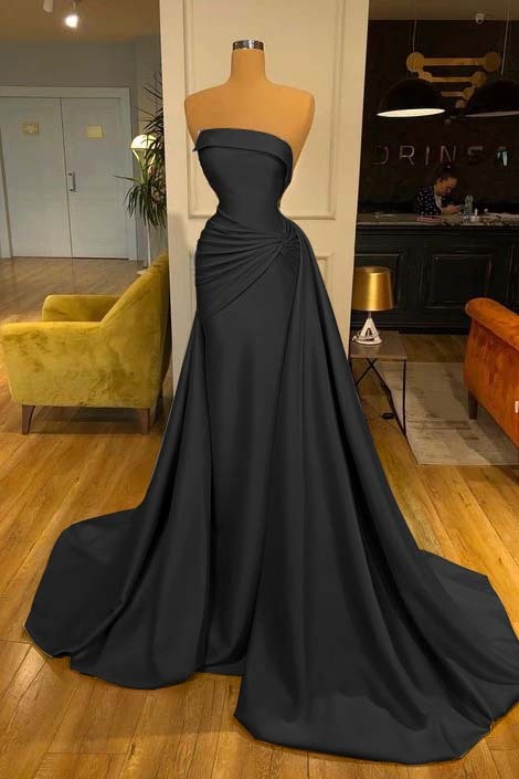 Strapless Elegant Baby Blue Mermaid Evening Dress Long With Ruffle