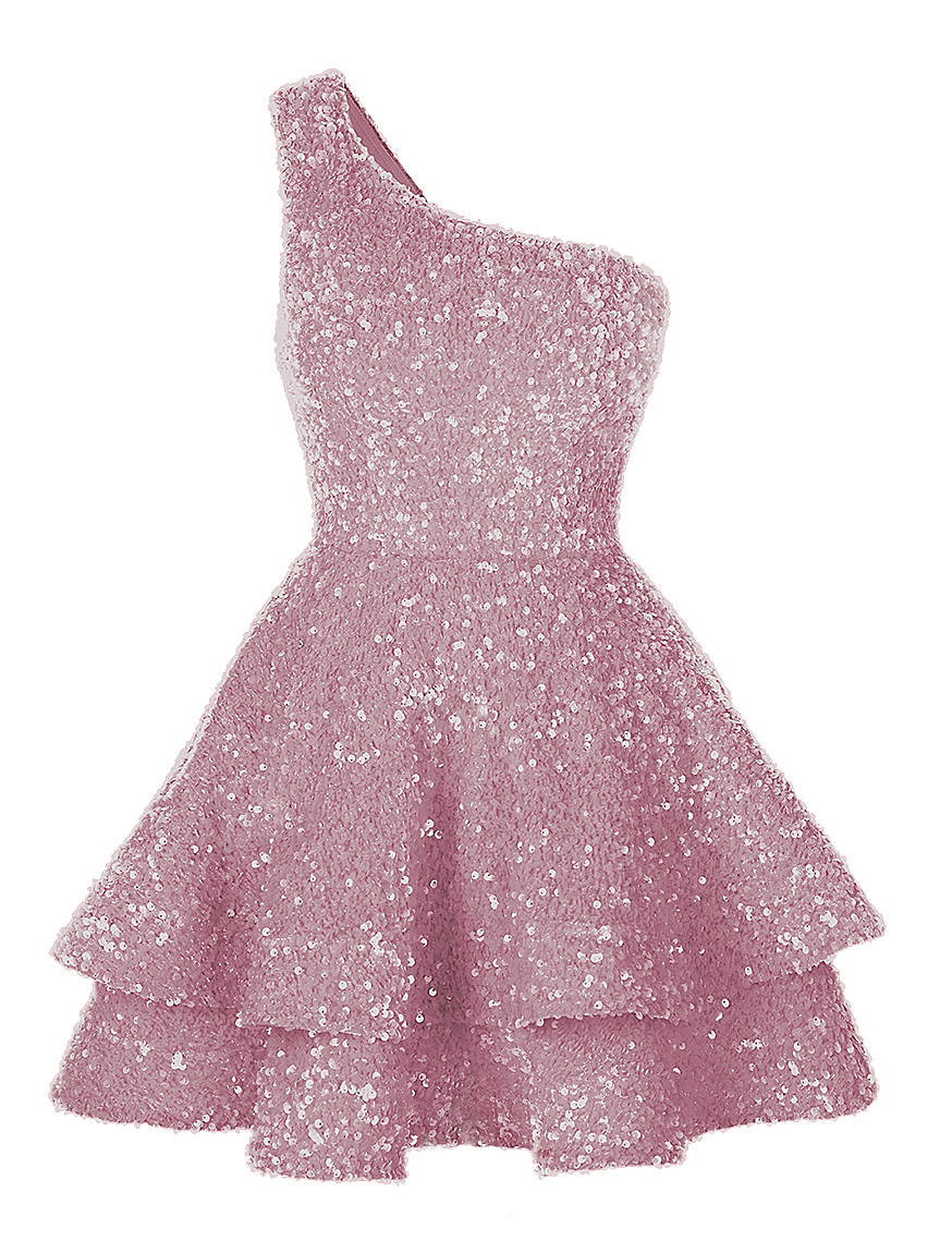 Charming Sequins One-Shoulder Short Mini cocktail Dress