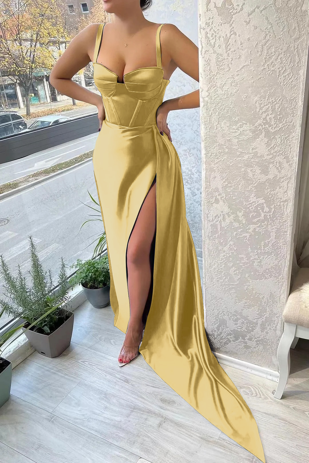 Elegant Straps Mermaid Evening Dress Sleeveless With Split