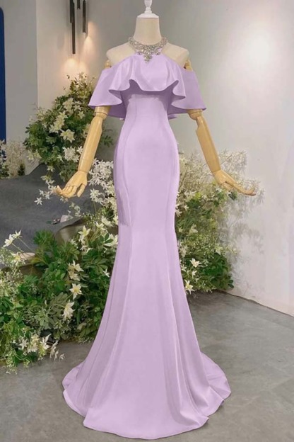 Sleeveless Off the Shoulder Long Mermaid Formal Dress With Pleated