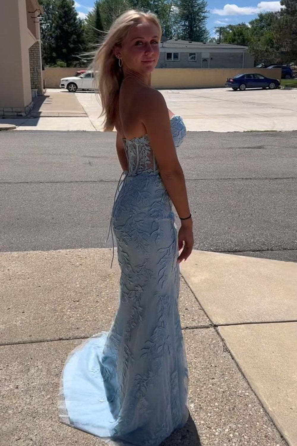 Strapless Black Prom Dress Featuring Appliques
