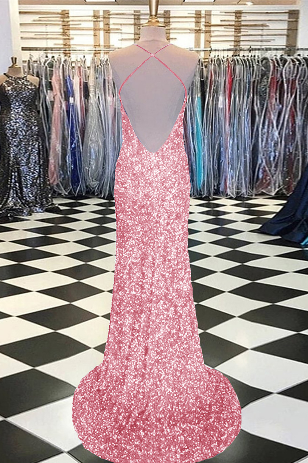 Mermaid Prom Dress with Royal Blue Sequins