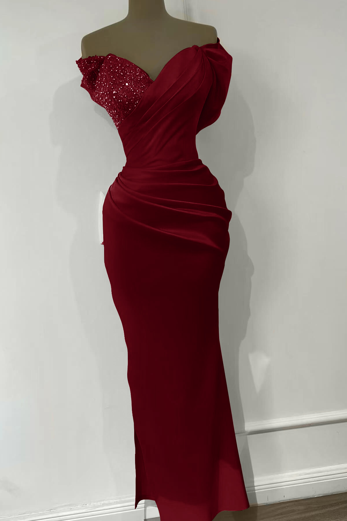 Mermaid Orange Sequins Evening Dress With Off-The-Shoulder Sweetheart