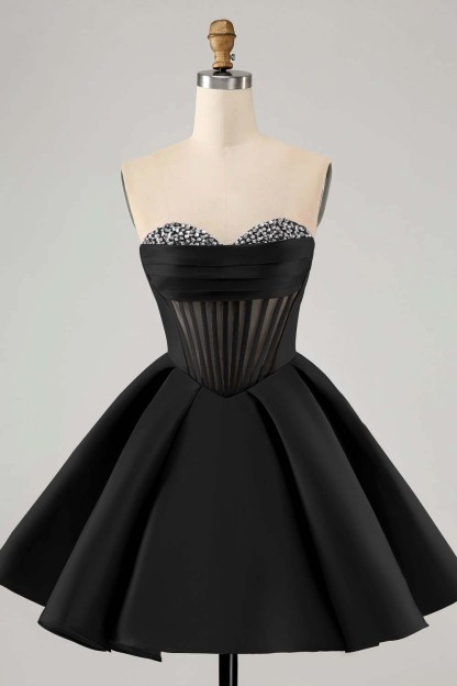 Fuchsia Beaded Sweetheart Fascinating Bud Short Mini cocktail Dress