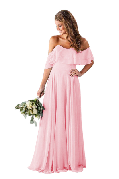 Ruffle Off-the-Shoulder Bridesmaid Dress