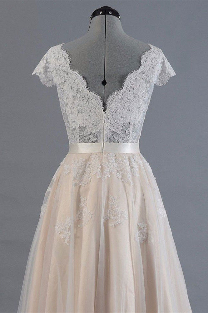 Lace Long Short Sleeves Wedding Dress
