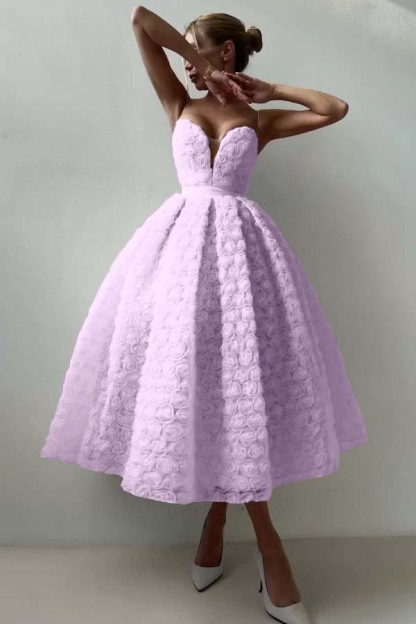 Strapless Sleeveless Long A Line Formal Dress With Appliques Belt