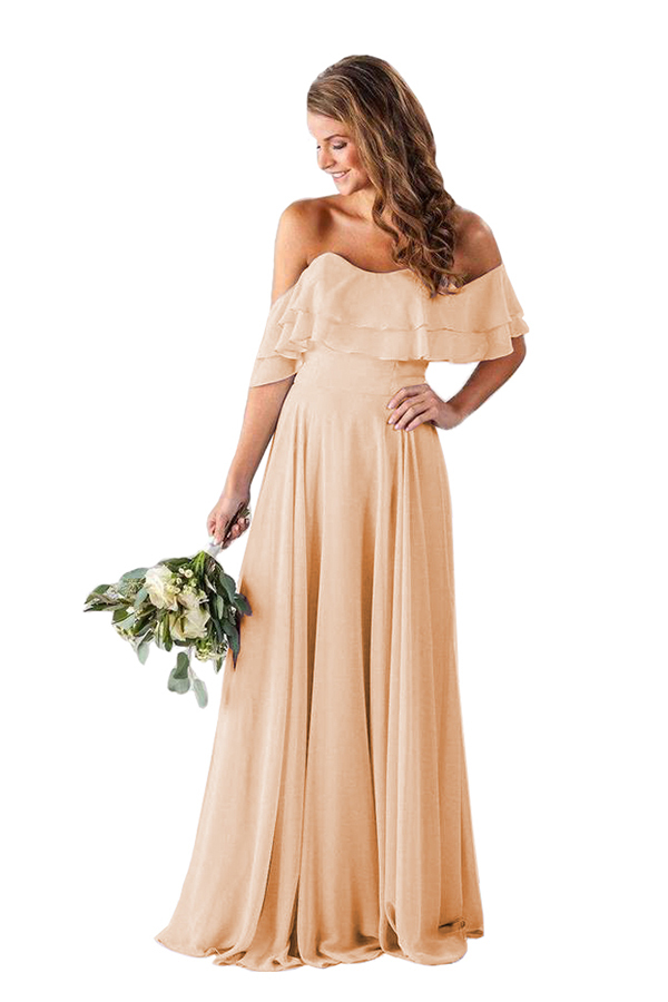 Ruffle Off-the-Shoulder Bridesmaid Dress