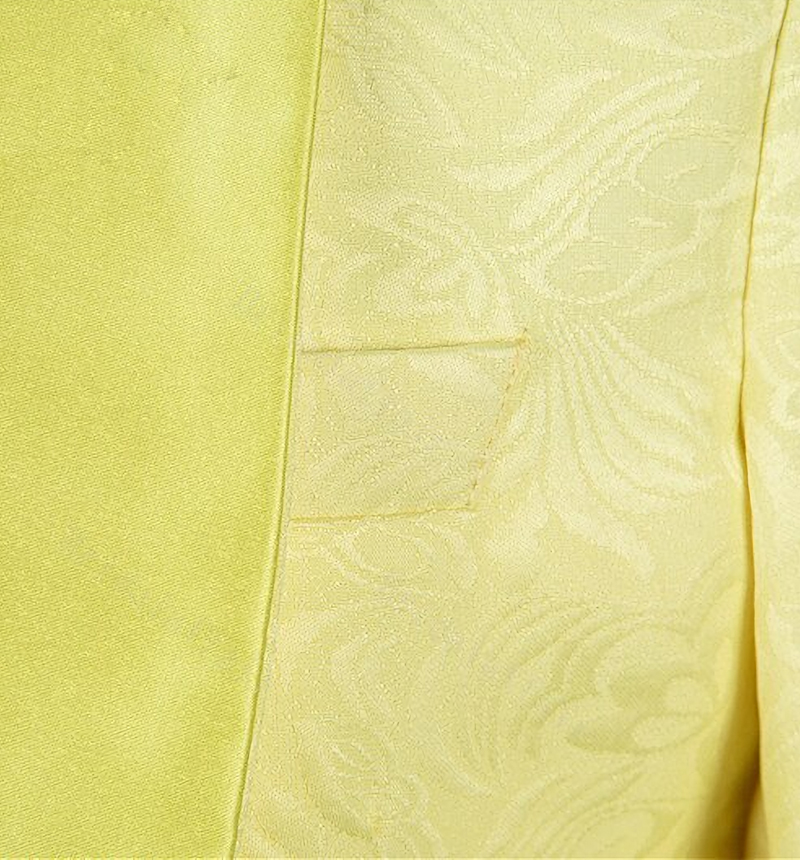 Fashion Yellow Jacquard Three-Piece Shawl Lapel Morning Suit