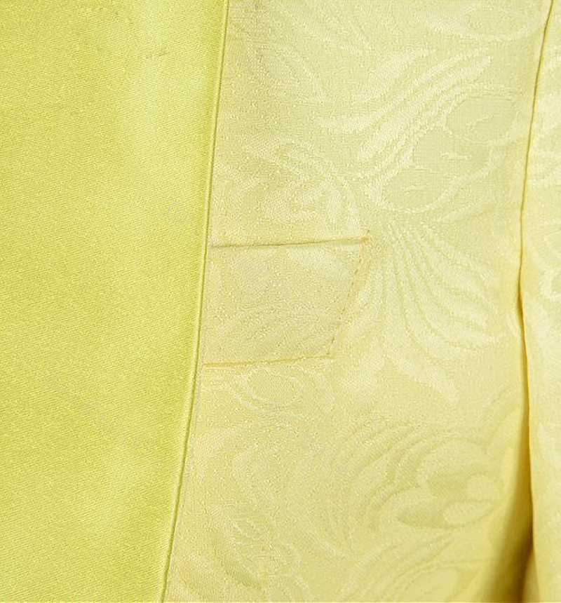 Fashion Yellow Jacquard Three-Piece Shawl Lapel Morning Suit