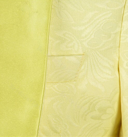 Fashion Yellow Jacquard Three-Piece Shawl Lapel Morning Suit
