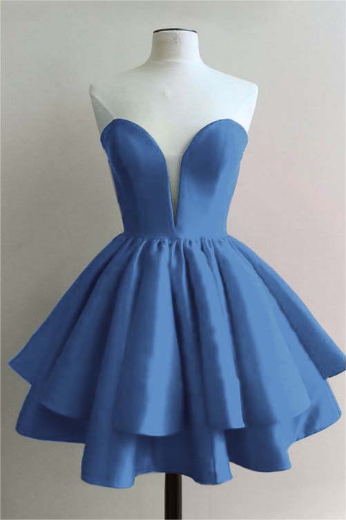 Fuchsia Charming Sweetheart Double Layer Bud Strapless Short Mini cocktail Dress