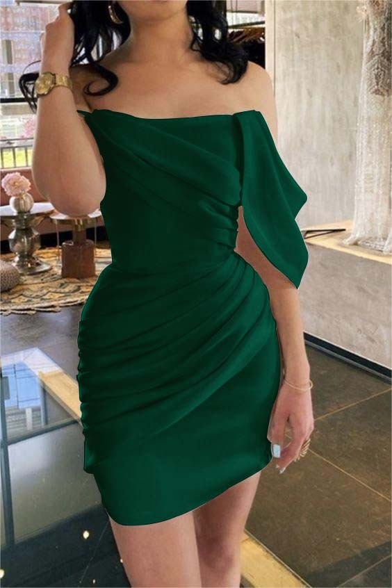 Elegant Strapless White Short Mini cocktail Dress With Pleats