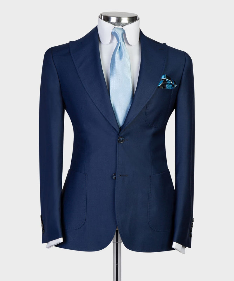 Dud New Arrival Navy Three-Piece Business Men's Suits with Peaked Lapel