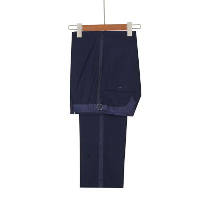 Brandon New Arrival Navy Blue Slim Fit Jacquard Peaked Lapel Wedding Men's Suits
